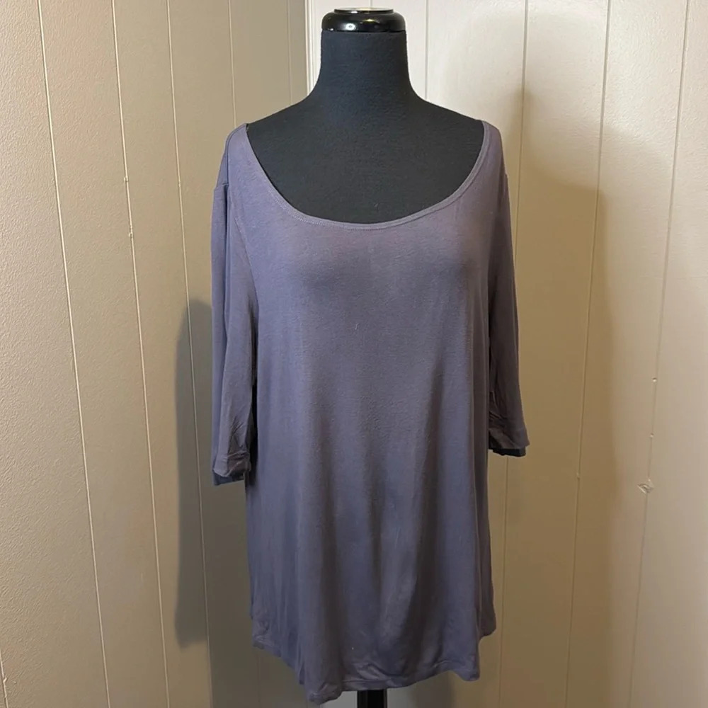 Eileen Fisher Women’s Large Wide Neck 2/3 Sleeve Stretch Relaxed Fit